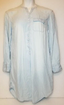 Vestido Camisa Jean Merona Denim Algodón Manga Larga Botón Delantero Talla MED Foto 1 de 4