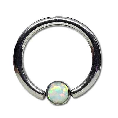 Anello naso setto opale AB bianco 8 mm BCR prigioniero 16 g (1,2 mm) orecchin... - Immagine 1 di 4