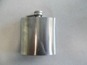 6 OZ Stainless Steel Flask Attached Screw Top Lid  - Picture 1 of 10