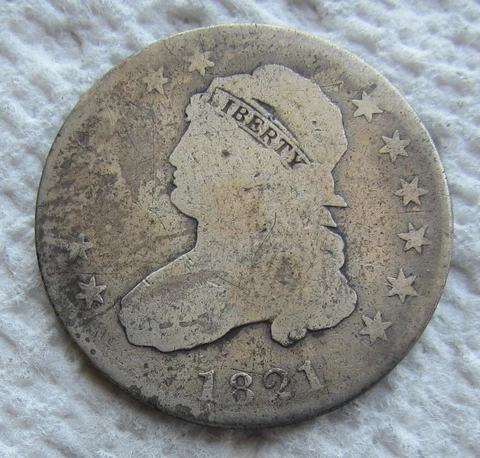 1821 25C Capped Bust Silver Quarter Large Diameter Rare Date Full Date Shows Cover
