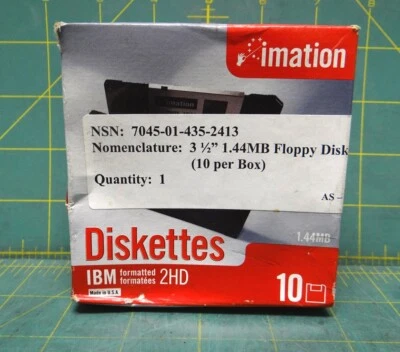 (Caja de 10) 2 Disquetes HD Imation Alta Densidad 3.5" 1.44 MB Artículo # 51111 12881 Foto 1 de 4