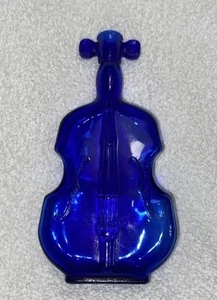 Botella/jarrón violonchelo vintage de vidrio azul cobalto de 8" - Imagen 1 de 4