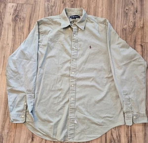 Ralph Lauren Oxford Shirt Khaki Long Sleeve Burgundy Button Up Men's Size XL - Picture 1 of 9