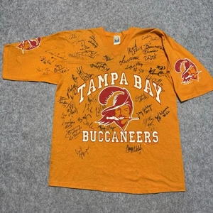 Vintage Tampa Bay Buccaneers Shirt Mens Large Creamsicle Orange 1992 Team Signed - Picture 1 of 17