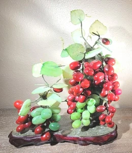Chinese Grape Bonsai Tree Sculpture - Marble, Alabaster, Jade, Stone, Home Decor - Picture 1 of 16