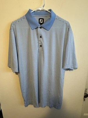 Camisa polo FootJoy FJ azul/blanco a rayas para hombre talla L Foto 1 de 4