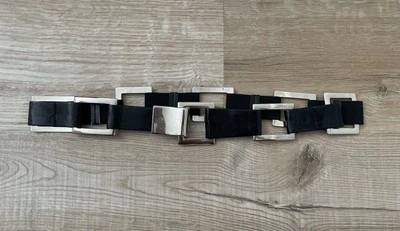 Suzi Roher Artistic Link Designer Belt Black Silver Medium M - Image 1 of 4