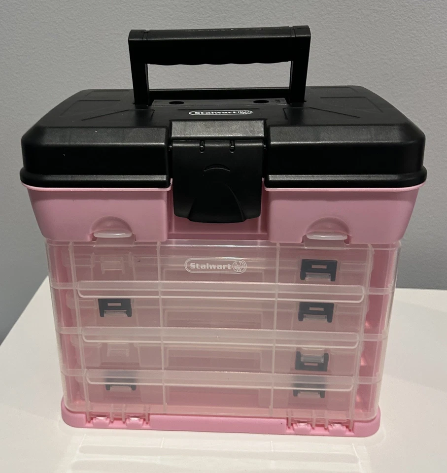 Caja de Almacenamiento Stalwart Piezas Herramientas y Manualidades Estilo Estante Rosa con 4 Organizadores Foto 1 de 4