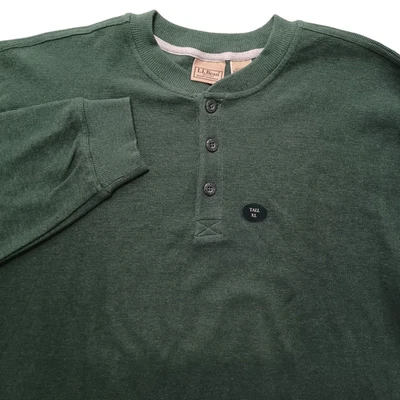 LL Bean Hombres Tejido Gofre Térmico Henley Talla XL Alto Capas Verdes Exterior Invierno Foto 1 de 4