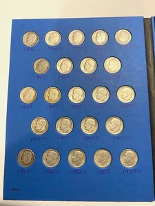 1946-1964 Rooseve Dime Book 48 silver dimes!! - Picture 1 of 4