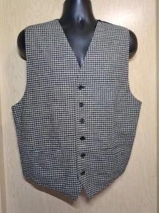 J. Riggings Herren L hellbraun & schwarz kariert Weste Leinen/Baumwolle 6-Knopf Weste - Bild 1 von 7