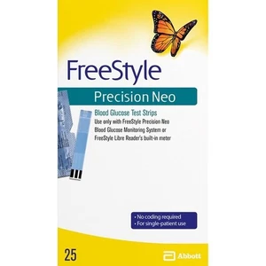 unbox Free Style Precision Neo Blood Glucose Test Strips 25 Ship* 11/2024+ - Picture 1 of 1