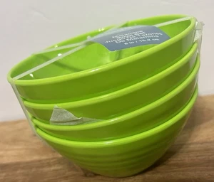 Gibson Home Set Of 4 Bright Kiwi Green  Melamine Bowls  6” NEW - Picture 1 of 3