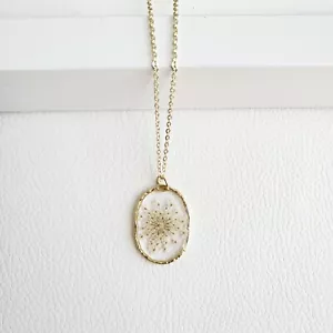 Handmade forget me not flower pendant necklace dried flower jewelry - Picture 1 of 1