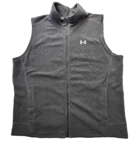 Under Armour OffGrid Fleece Vest Men 3XL Grey Full-Zip Pockets Loose Golf Mock - Picture 1 of 8