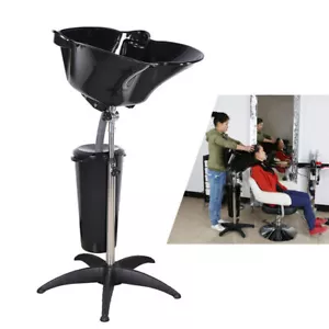 Portable Salon Shampoo Sink Rinse Basin Hair Stylist Hairdresser Wash Bowl Black - Picture 1 of 14