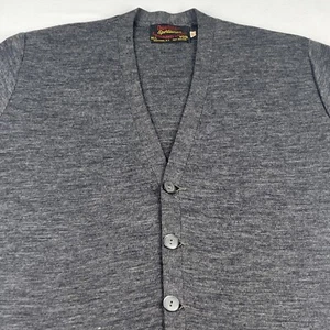 Cárdigan Suéter Vintage Doble Plegable Para Hombre Talla 44 Dos Capas Todo Lana Hecho en EE. UU. Gris - Imagen 1 de 17