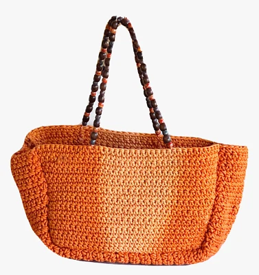 Free People FP 系列橙色日光带我去托伦托特包串珠织布 — 第 1/4 张图片