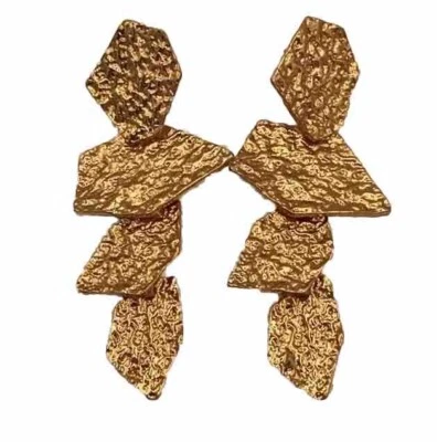 1980s Style Gold Exaggerated Earring Multilayer Drop Earrings Geometric Dangle - Изображение 1 из 4