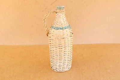 Demijohn Vintage Botella Madera Mimbre Envuelta Francesa Campo Retro Casa Años 70 Foto 1 de 4