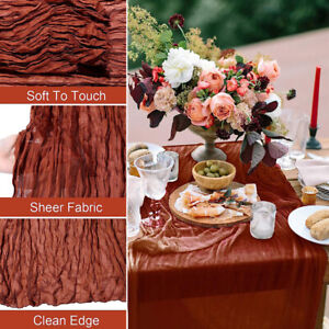 Wedding Gauze Table Runner Semi-Sheer Vintage Cheesecloth Table Setting Dining
