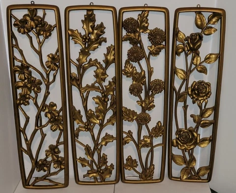 DART INDUSTRIES GOLD WALL HANGING PLAQUES DECORATIONS (LOT OF 4) compare syroco Cover
