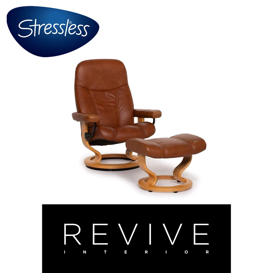 Stressless Consul Leder Sessel Cognac inkl. Hocker Relaxfunktion #15279 - Bild 1 von 4