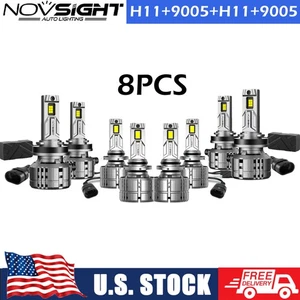 8X 9005+H11 LED Headlight 200W High Low Beam Bulbs Kit Super White Bright Lamp - Picture 1 of 16