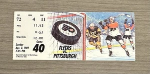 Mario Lemieux 85th Goal 199 Points Season Ticket Stub 4/2/89 Pittsburgh Penguins - Imagen 1 de 2
