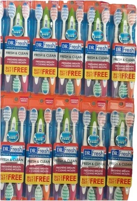 DR Fresh Escova de Dentes Fresca e Limpa MÉDIA Pacote com 11 (33 Escovas Totais) LEIA ABAIXO - Imagem 1 de 2