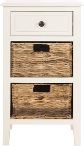 Home Collection Everly Drawer , Vintage White 1-Drawer 2 Removable Baskets Side - Picture 1 of 12