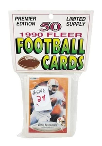 Fleer 1990 Fútbol Edición Premier Jumbo Pack Testaverde/Jordan Jumbo Pack - Imagen 1 de 2