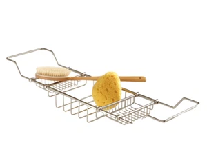 Soporte de almacenamiento extensible cromado sobre bañera puente carrito unidad ordenada ducha baño - Imagen 1 de 5