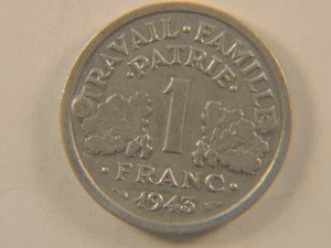 1943 1 franc France  WWII Coin - Picture 1 of 2