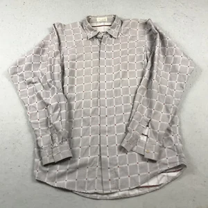VINTAGE Gianni Versace Shirt Mens 44 Large Gray Italy Windowpane Cotton 70s RARE - Picture 1 of 9