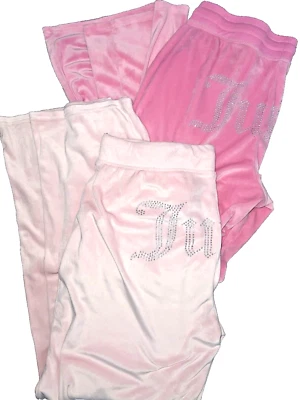 2pc Juicy Couture Sleepwear Pajama Pants Flared, Pink, L, XL Velour Velvet Bling - Image 1 of 4