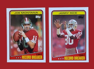 1988 Topps Jerry Rice #6 & Joe Montana #4 1987 RECORD BREAKER 49ERS Lot of 2 - Picture 1 of 17