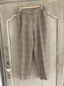 Massimo Dutti Ladies Beige linen checked trousers Size 10 - Picture 1 of 8