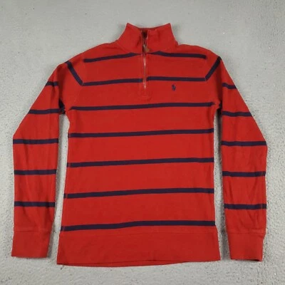 Ralph Lauren Sweater Boys Large Blue Red Pony 1/4 Zip Pullover Sweatshirt Kids - Image 1 of 4