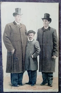 Vintage French Postcard - Father Hugo and his 2 Giant Sons - Picture 1 of 2