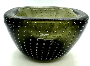 Murano Smokey Gray Bullicante Controlled Bubble Bowl - Picture 1 of 8