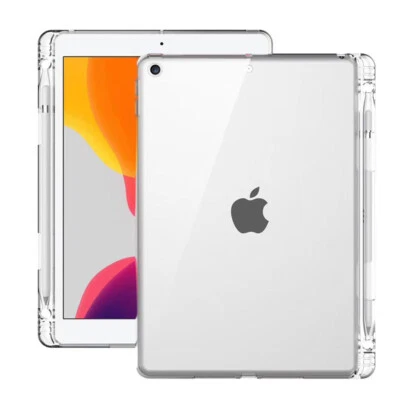 For iPad 10th 9th 8th 7th 6th Air Pro 11 13 Transparent Case with Pencil Holder - Image 1 of 4