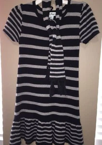 Dress Girls BLUE HEART Knit Dress Black And Gray Striped Size S - Picture 1 of 1
