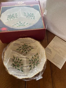 Lenox Serve Holiday Archive Server Bowl, Holly 9" Divided Dish, Christmas NIB - Picture 1 of 6