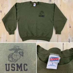 USMC - Vtg US MARINES Soffe Olive Drab Green Faded Sweatshirt, Mens MEDIUM - Picture 1 of 12