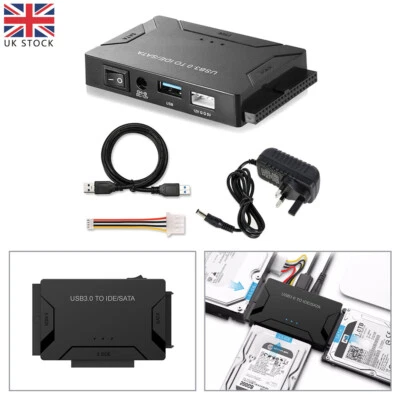USB 3.0 to IDE&SATA Converter External Hard Drive Adapter 2.5" 3.5" Cable Set UK - Image 1 of 4