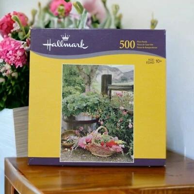 MB Hallmark Jigsaw Puzzle 500 Piece Daydream Delight Gathering Basket Flowers  - Image 1 of 4