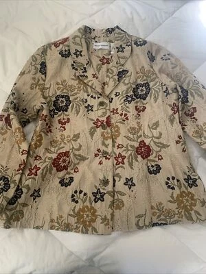 Vintage Alfred Dunner Womans 14 Floral Tapestry Blazer Jacket Buttons Tailored - Image 1 of 4