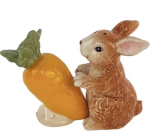 Blue Sky Ceramics EASTER "BUNNY AND CARROT" SALT & PEPPER SHAKERS - NIB - Picture 1 of 3