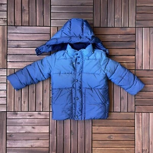 GAP Boy's XS 4/5 Ombre Blue Hooded Puffer Jacket Full Zip Snow ColdControl Max - Picture 1 of 8